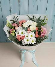 Букет цветов из:  Розы, Лизиантусы и Хризантемы в городе Камень-на-Оби