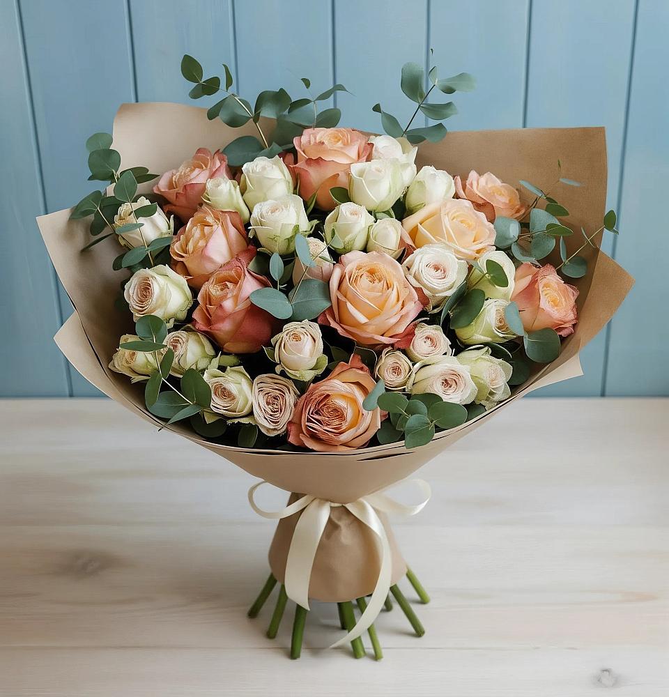 Букет цветов из: Альстромерии и Розы в городе Камень-на-Оби