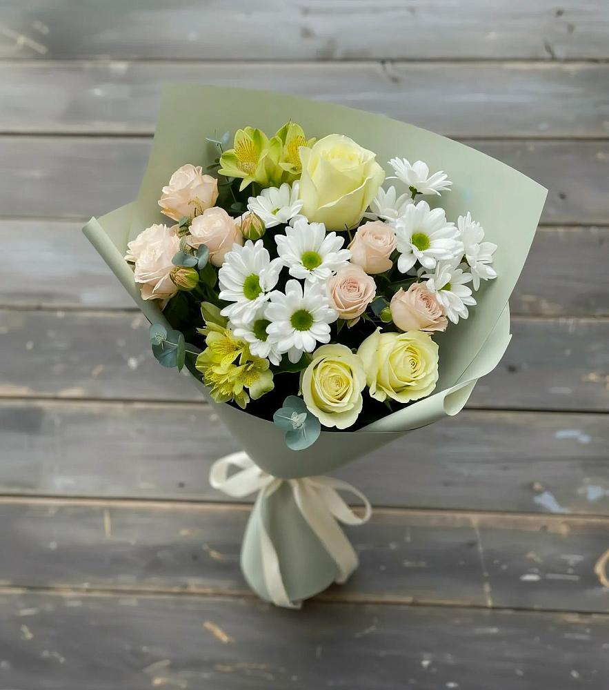 Букет цветов из: Альстромерии, Розы и Хризантемы в городе Камень-на-Оби