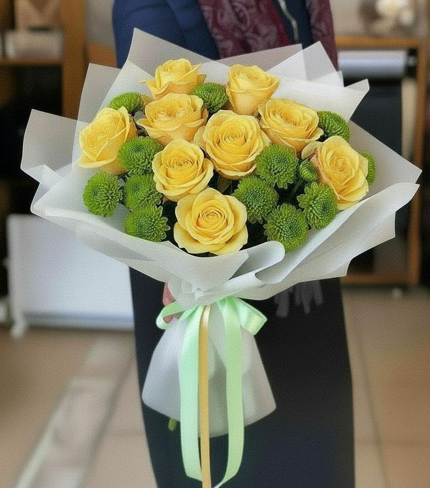 Букет цветов из: Хризантемы и Розы в городе Камень-на-Оби