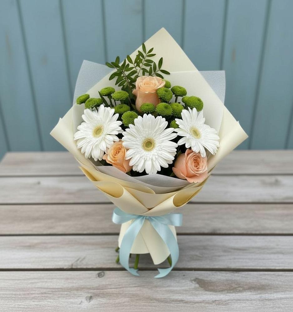 Букет цветов из: Герберы, Розы и Хризантемы в городе Камень-на-Оби