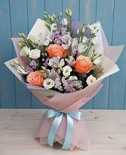 Букет цветов из:  Лизиантусы, Розы, Альстромерии и Гипсофила #REPLACE_PRED# городе Камень-на-Оби