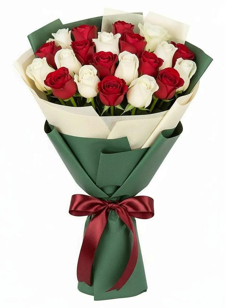 Букет Микс из красных и белых роз в городе Камень-на-Оби