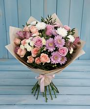 Букет цветов из:  Хризантемы, Розы и Альстромерии #REPLACE_PRED# городе Камень-на-Оби