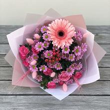 Букет цветов из:  Розы, Герберы и Хризантемы #REPLACE_PRED# городе Камень-на-Оби