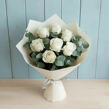 Букет Белые розы в Эвкалипте в городе Камень-на-Оби