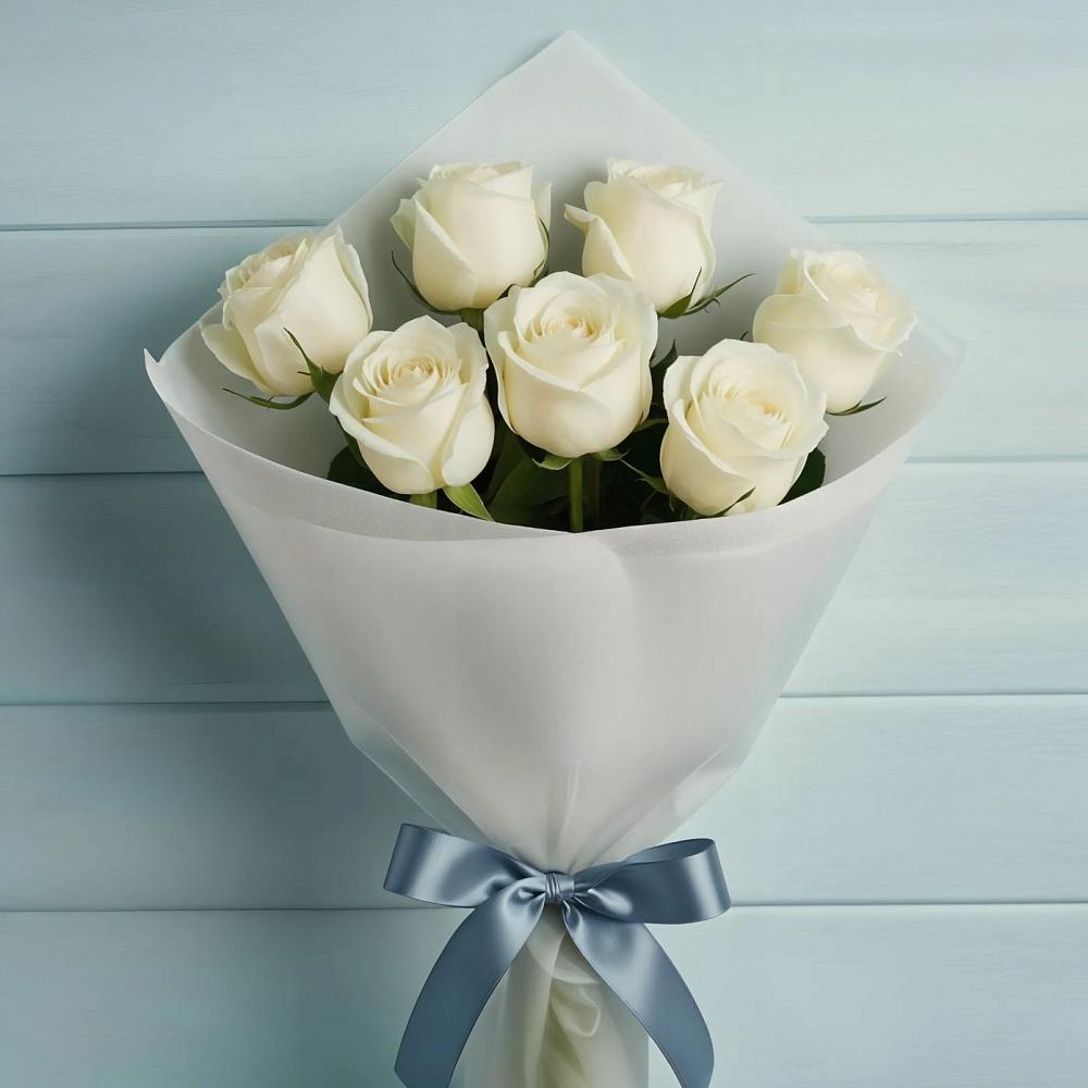 Букет 7 Белых роз Эдлесс Лав в городе Камень-на-Оби
